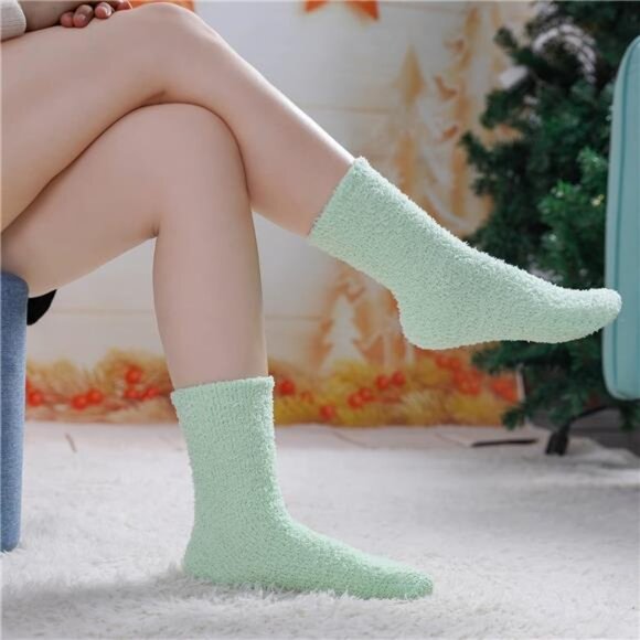 Womens Fuzzy Socks Cozy Fluffy Winter Warm Slipper Socks Microfiber SleepingSock - Picture 3 of 14